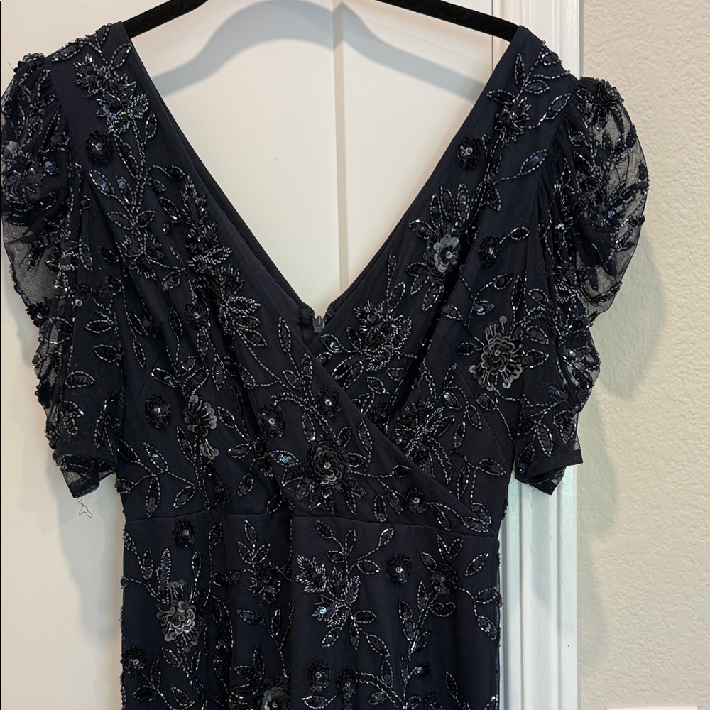 Formal long Blue Evening Gown-  Blue Embellished Dress